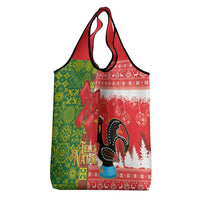 Portugal Christmas Grocery Bag Barcelos Rooster Mix Azulejo Pattern - Feliz Natal