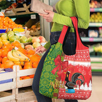 Portugal Christmas Grocery Bag Barcelos Rooster Mix Azulejo Pattern - Feliz Natal