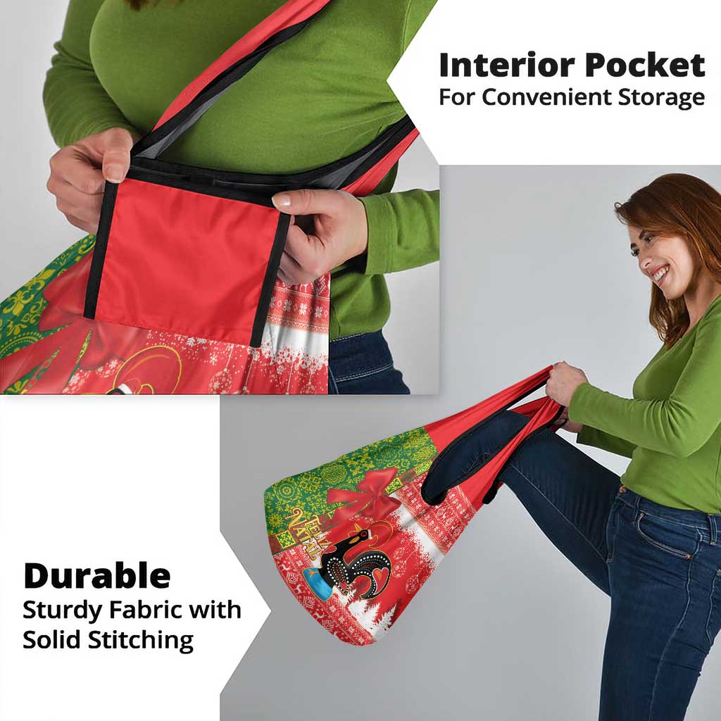 Portugal Christmas Grocery Bag Barcelos Rooster Mix Azulejo Pattern - Feliz Natal