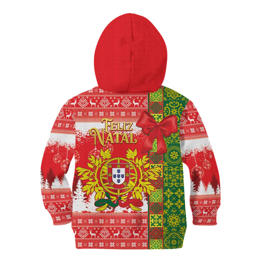 Portugal Christmas Kid Hoodie Barcelos Rooster Mix Azulejo Pattern - Feliz Natal - Wonder Print Shop