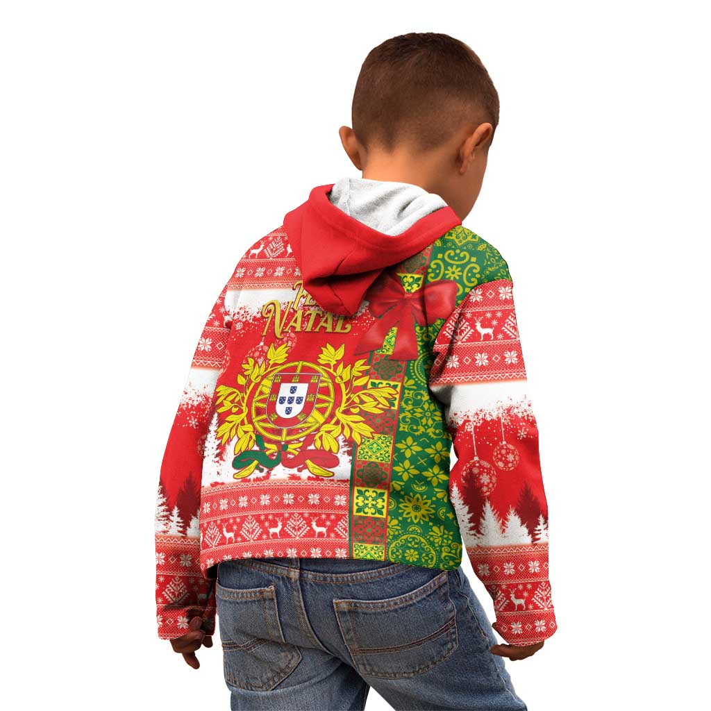 Portugal Christmas Kid Hoodie Barcelos Rooster Mix Azulejo Pattern - Feliz Natal - Wonder Print Shop