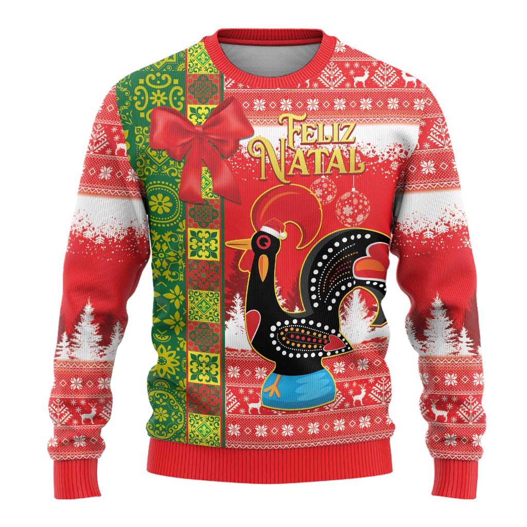 Portugal Christmas Ugly Christmas Sweater Barcelos Rooster Mix Azulejo Pattern - Feliz Natal - Wonder Print Shop