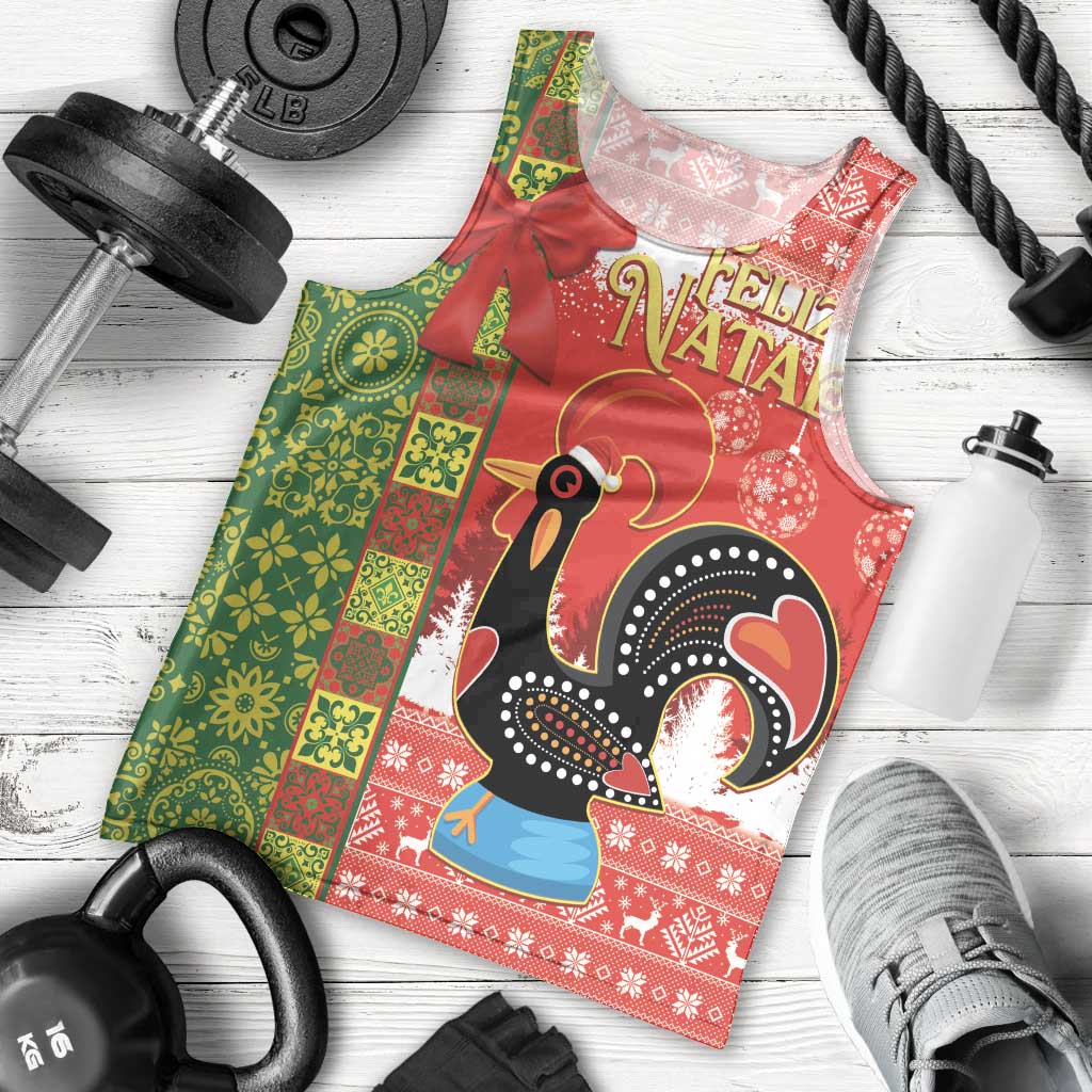 Portugal Christmas Men Tank Top Barcelos Rooster Mix Azulejo Pattern - Feliz Natal - Wonder Print Shop