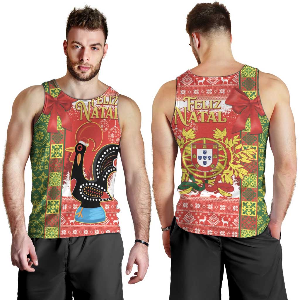 Portugal Christmas Men Tank Top Barcelos Rooster Mix Azulejo Pattern - Feliz Natal - Wonder Print Shop