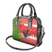 Portugal Christmas Shoulder Handbag Barcelos Rooster Mix Azulejo Pattern - Feliz Natal