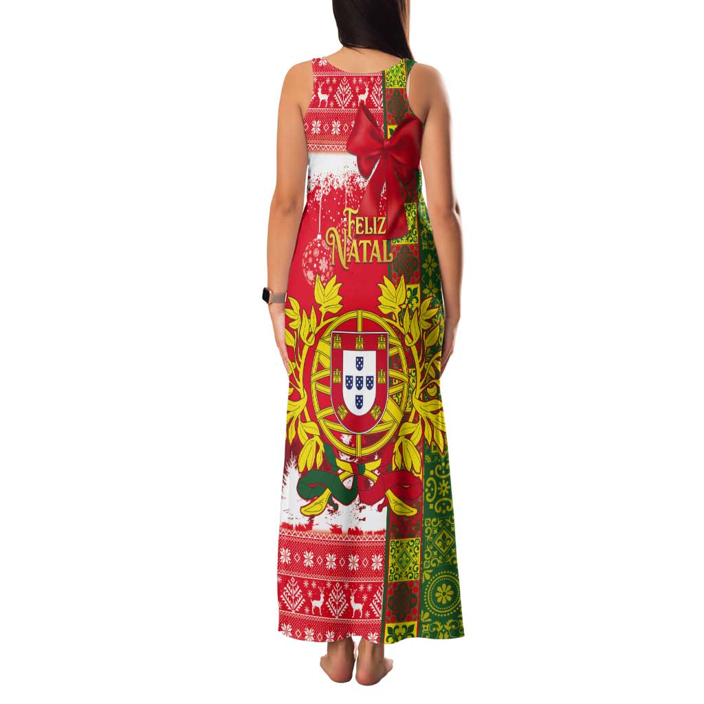 Portugal Christmas Tank Maxi Dress Barcelos Rooster Mix Azulejo Pattern - Feliz Natal - Wonder Print Shop