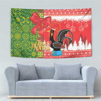 Portugal Christmas Tapestry Barcelos Rooster Mix Azulejo Pattern - Feliz Natal - Wonder Print Shop