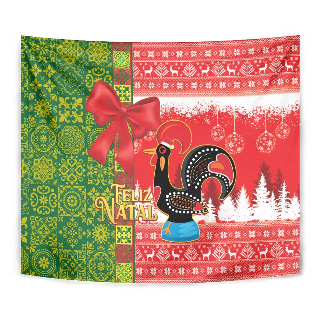 Portugal Christmas Tapestry Barcelos Rooster Mix Azulejo Pattern - Feliz Natal - Wonder Print Shop