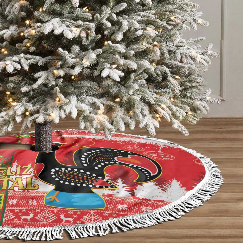 Portugal Christmas Tree Skirt Barcelos Rooster Mix Azulejo Pattern - Feliz Natal - Wonder Print Shop