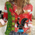 Portugal Christmas Women Casual Shirt Barcelos Rooster Mix Azulejo Pattern - Feliz Natal - Wonder Print Shop