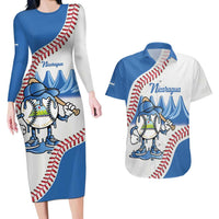 Nicaragua 2026 Baseball Personalized Couples Matching Long Sleeve Bodycon Dress and Hawaiian Shirt Go Champions Drip Style