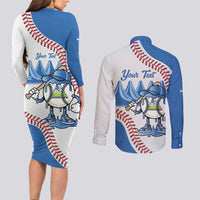 Nicaragua 2026 Baseball Personalized Couples Matching Long Sleeve Bodycon Dress and Long Sleeve Button Shirt Go Champions Drip Style