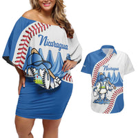 Nicaragua 2026 Baseball Personalized Couples Matching Off Shoulder Short Dress and Hawaiian Shirt Go Champions Drip Style