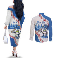 Nicaragua 2026 Baseball Personalized Couples Matching Off The Shoulder Long Sleeve Dress and Long Sleeve Button Shirt Go Champions Drip Style
