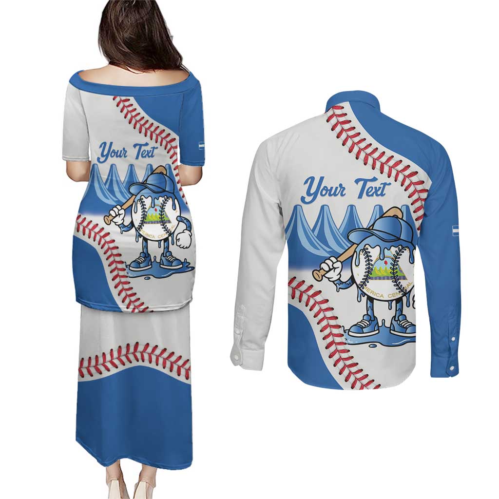 Nicaragua 2026 Baseball Personalized Couples Matching Puletasi and Long Sleeve Button Shirt Go Champions Drip Style