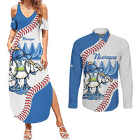 Nicaragua 2026 Baseball Personalized Couples Matching Summer Maxi Dress and Long Sleeve Button Shirt Go Champions Drip Style