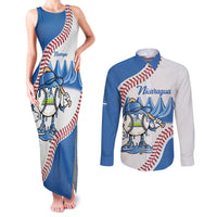 Nicaragua 2026 Baseball Personalized Couples Matching Tank Maxi Dress and Long Sleeve Button Shirt Go Champions Drip Style