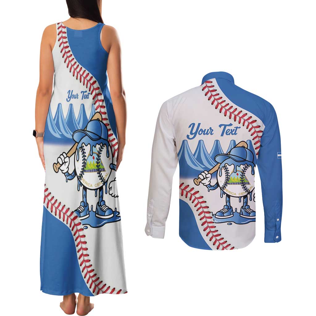 Nicaragua 2026 Baseball Personalized Couples Matching Tank Maxi Dress and Long Sleeve Button Shirt Go Champions Drip Style