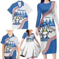 Nicaragua 2026 Baseball Personalized Family Matching Long Sleeve Bodycon Dress and Hawaiian Shirt Go Champions Drip Style