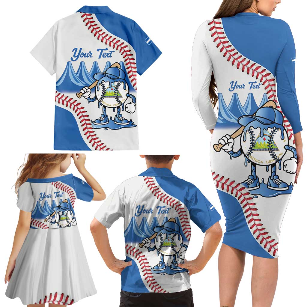 Nicaragua 2026 Baseball Personalized Family Matching Long Sleeve Bodycon Dress and Hawaiian Shirt Go Champions Drip Style