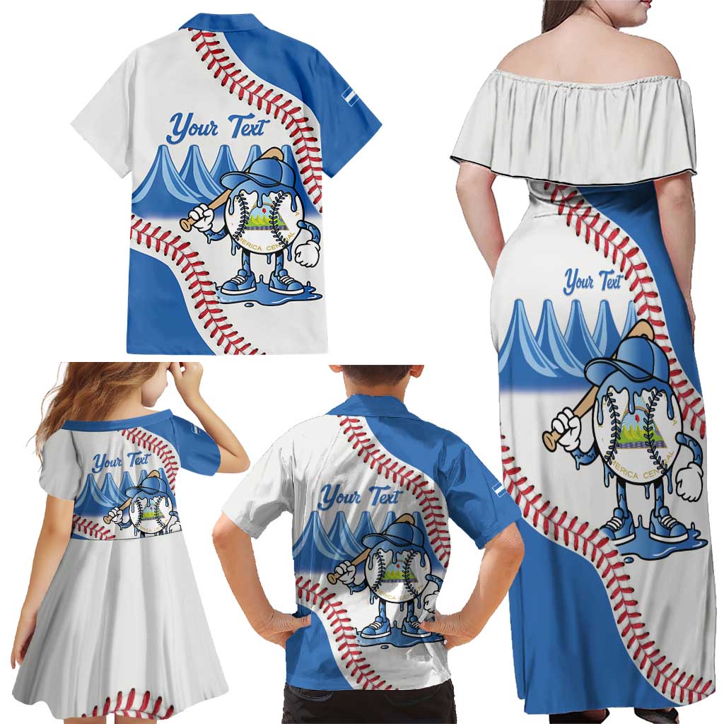 Nicaragua 2026 Baseball Personalized Family Matching Off Shoulder Maxi Dress and Hawaiian Shirt Go Champions Drip Style