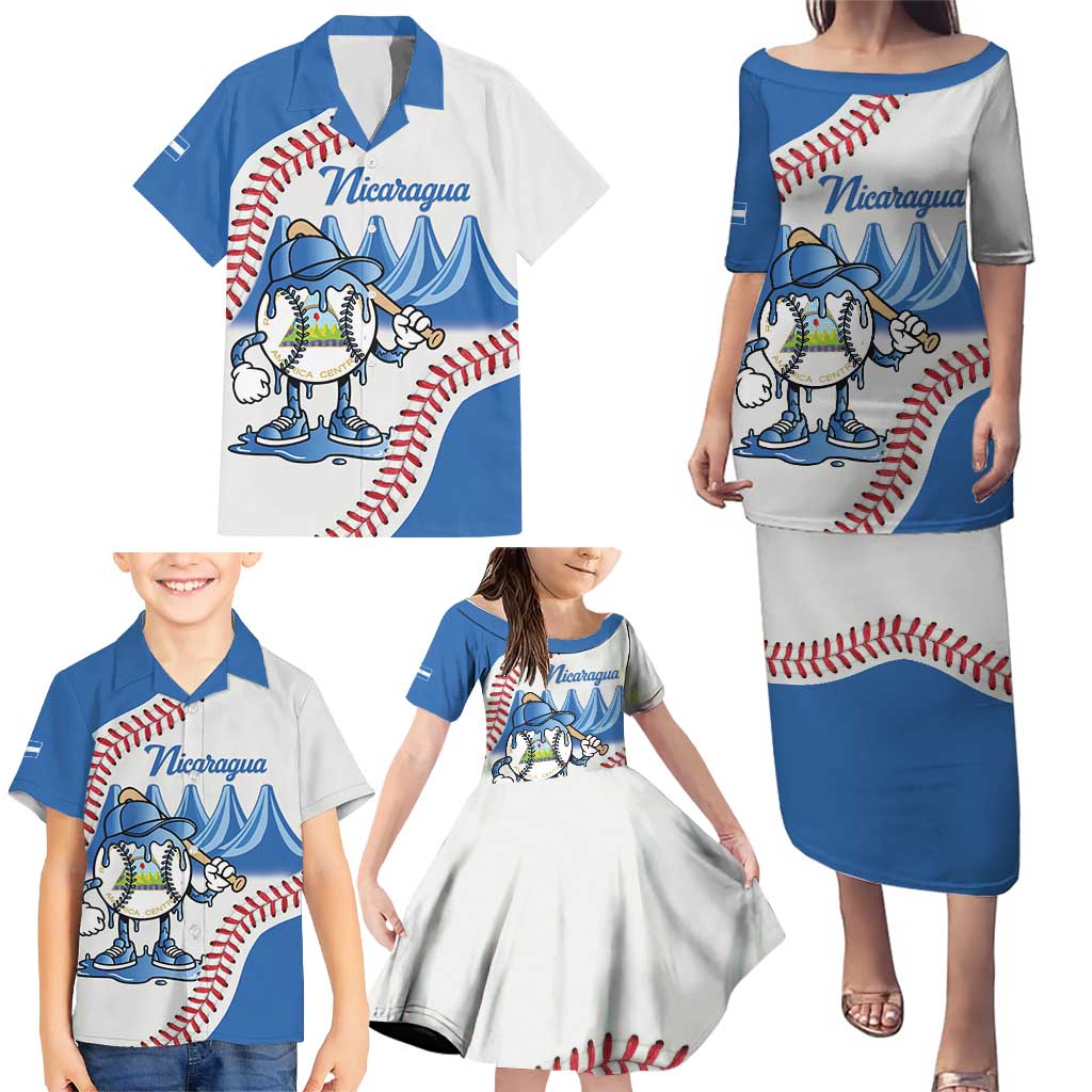 Nicaragua 2026 Baseball Personalized Family Matching Puletasi and Hawaiian Shirt Go Champions Drip Style
