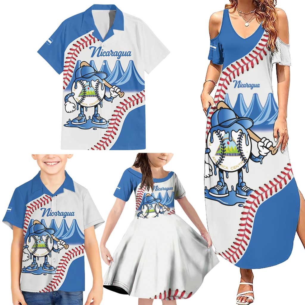 Nicaragua 2026 Baseball Personalized Family Matching Summer Maxi Dress and Hawaiian Shirt Go Champions Drip Style