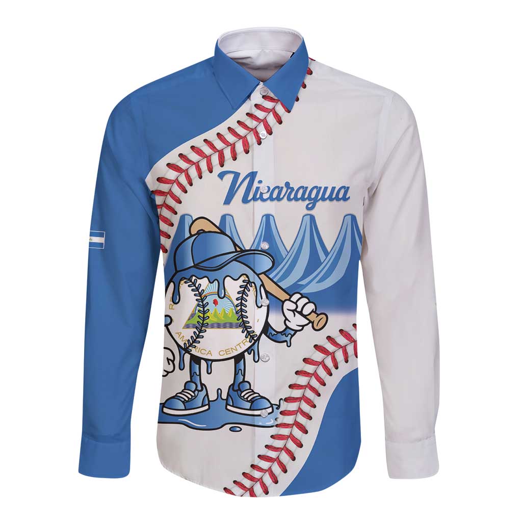 Nicaragua 2026 Baseball Personalized Long Sleeve Button Shirt Go Champions Drip Style