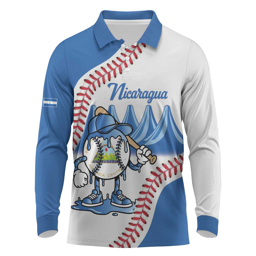 Nicaragua 2026 Baseball Personalized Long Sleeve Polo Shirt Go Champions Drip Style