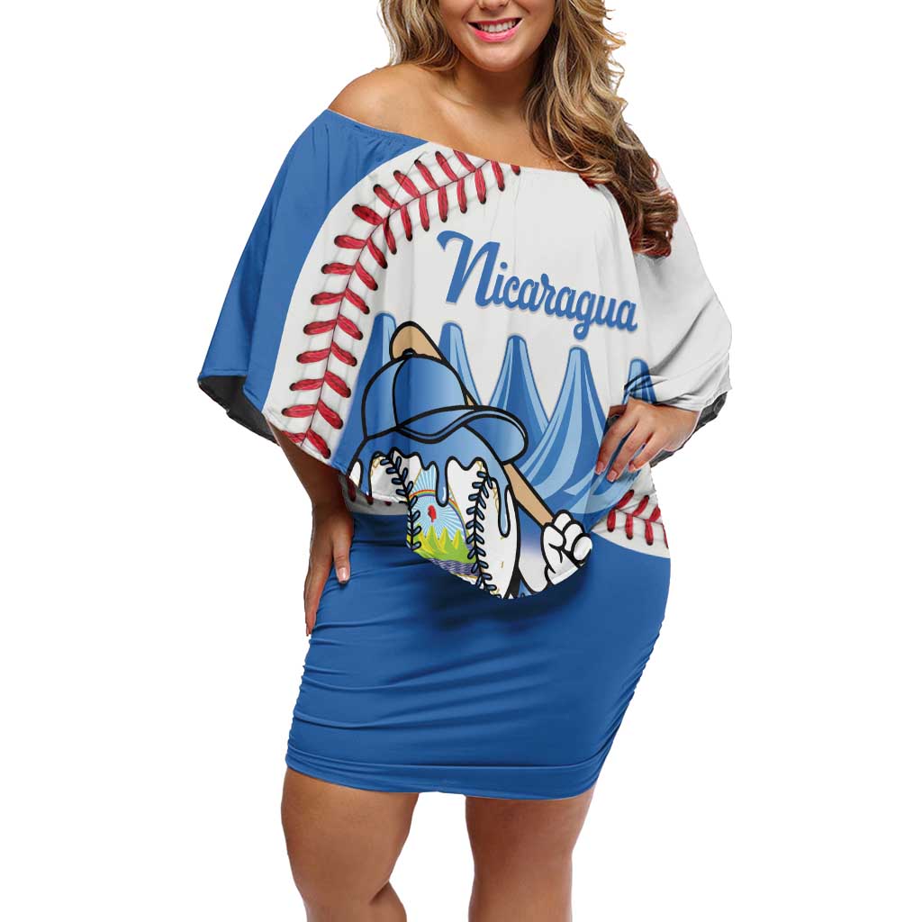 Nicaragua 2026 Baseball Personalized Off Shoulder Short Dress Go Champions Drip Style