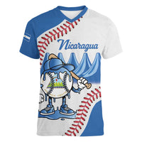 Nicaragua 2026 Baseball Personalized Women V-Neck T-Shirt Go Champions Drip Style
