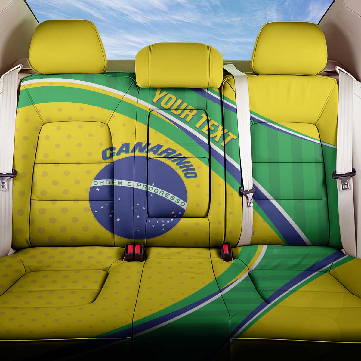 Custom Brazil Football Back Car Seat Cover Vamos Canarinho