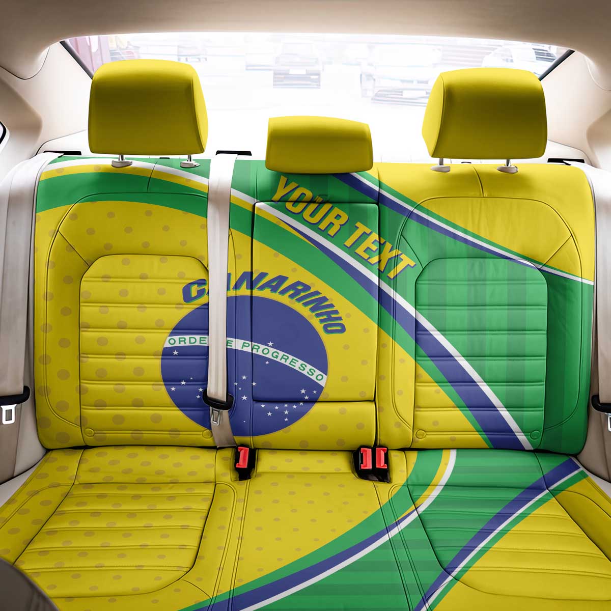 Custom Brazil Football Back Car Seat Cover Vamos Canarinho