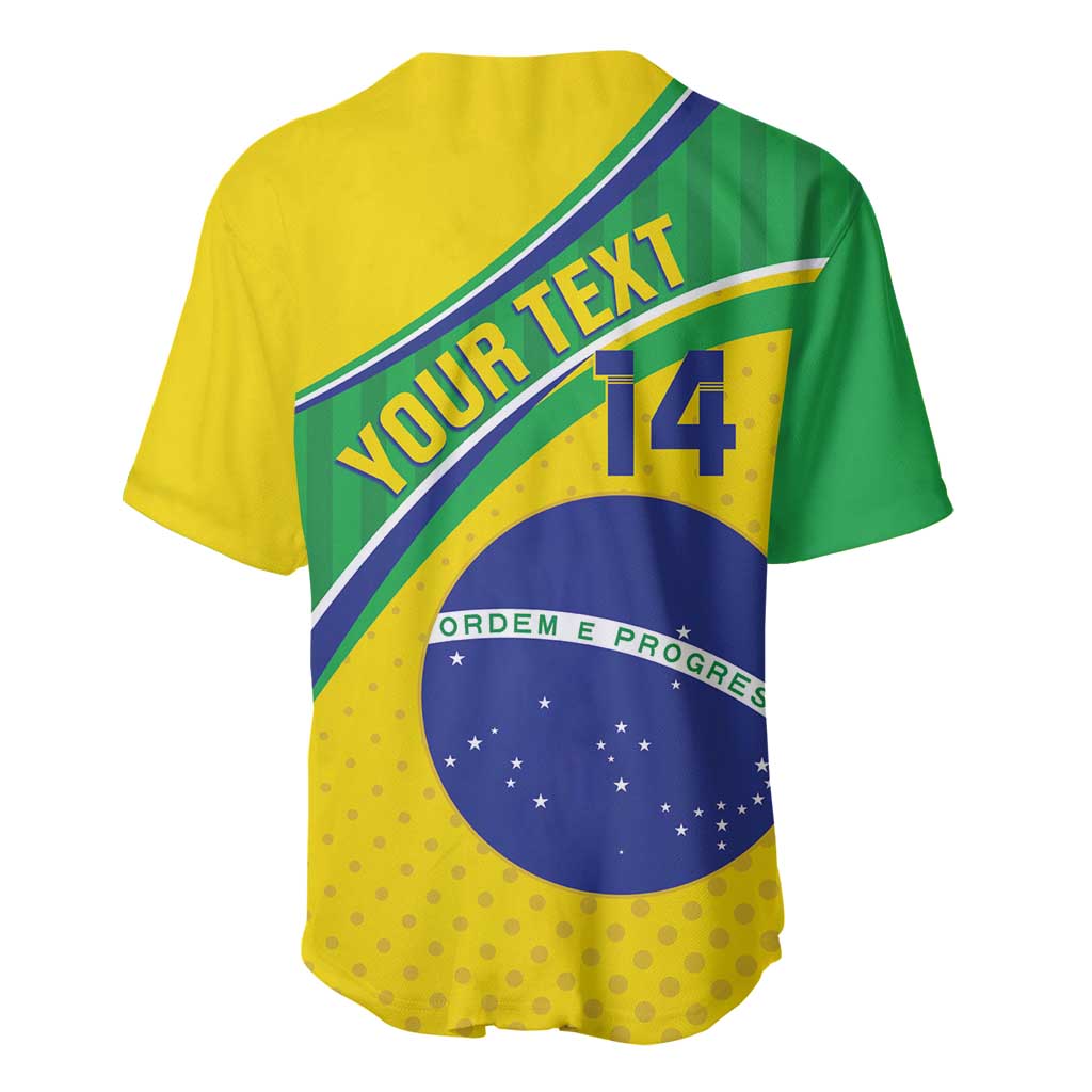 Custom Brazil Football Baseball Jersey Vamos Canarinho