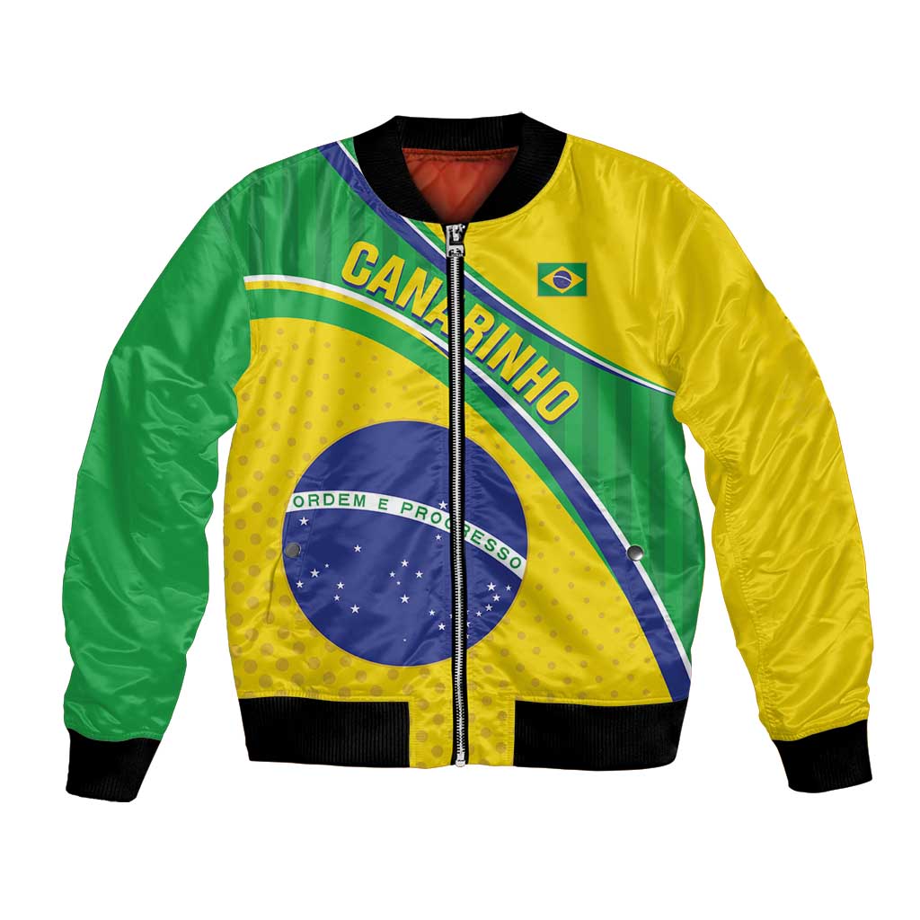Custom Brazil Football Bomber Jacket Vamos Canarinho