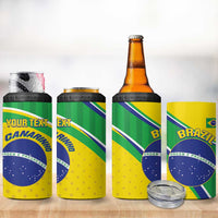 Custom Brazil Football 4 in 1 Can Cooler Tumbler Vamos Canarinho