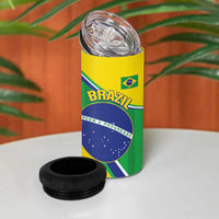 Custom Brazil Football 4 in 1 Can Cooler Tumbler Vamos Canarinho