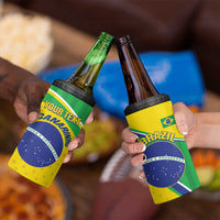 Custom Brazil Football 4 in 1 Can Cooler Tumbler Vamos Canarinho