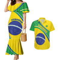 Custom Brazil Football Couples Matching Mermaid Dress and Hawaiian Shirt Vamos Canarinho