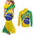 Custom Brazil Football Couples Matching Mermaid Dress and Long Sleeve Button Shirt Vamos Canarinho