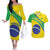 Custom Brazil Football Couples Matching Off The Shoulder Long Sleeve Dress and Hawaiian Shirt Vamos Canarinho