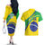 Custom Brazil Football Couples Matching Off The Shoulder Long Sleeve Dress and Hawaiian Shirt Vamos Canarinho