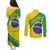 Custom Brazil Football Couples Matching Puletasi and Long Sleeve Button Shirt Vamos Canarinho
