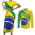 Custom Brazil Football Couples Matching Short Sleeve Bodycon Dress and Long Sleeve Button Shirt Vamos Canarinho