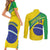 Custom Brazil Football Couples Matching Short Sleeve Bodycon Dress and Long Sleeve Button Shirt Vamos Canarinho