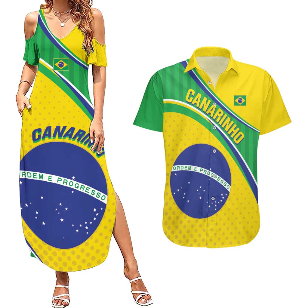Custom Brazil Football Couples Matching Summer Maxi Dress and Hawaiian Shirt Vamos Canarinho