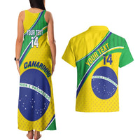 Custom Brazil Football Couples Matching Tank Maxi Dress and Hawaiian Shirt Vamos Canarinho