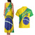 Custom Brazil Football Couples Matching Tank Maxi Dress and Hawaiian Shirt Vamos Canarinho
