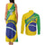 Custom Brazil Football Couples Matching Tank Maxi Dress and Long Sleeve Button Shirt Vamos Canarinho