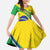 Custom Brazil Football Family Matching Long Sleeve Bodycon Dress and Hawaiian Shirt Vamos Canarinho